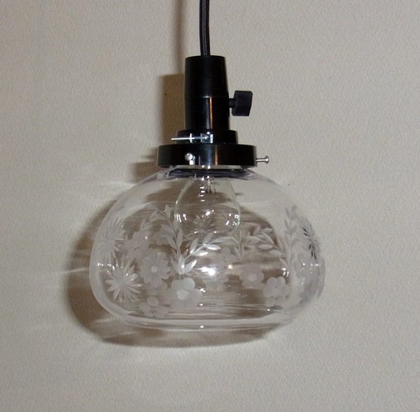 画像7: 盛り花切子ボンボリ型ペンダントライト クリア (7)