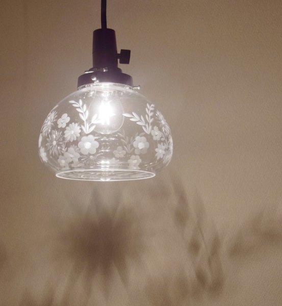 画像6: 盛り花切子ボンボリ型ペンダントライト クリア (6)