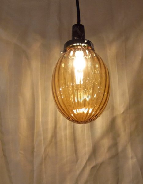 画像2: タマゴ型ペンダントライト　金茶アンバーモール (2)