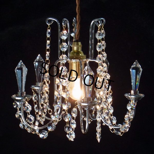 画像3: クリスタルビーズシャンデリア5シルバー色 (3)