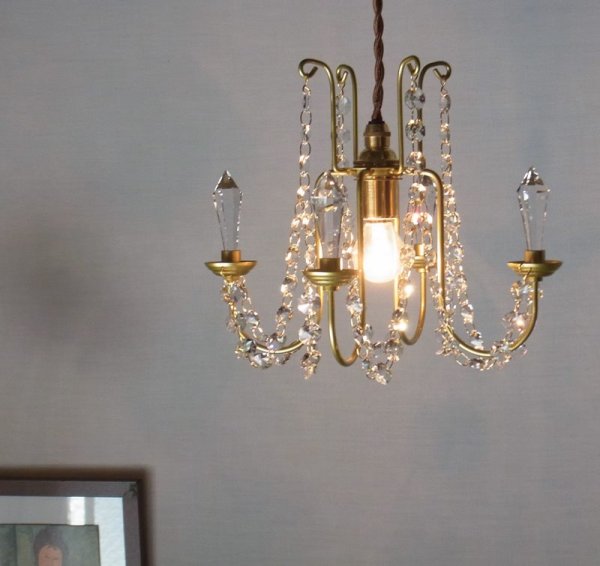 画像4: クリスタルビーズシャンデリア4金色 (4)