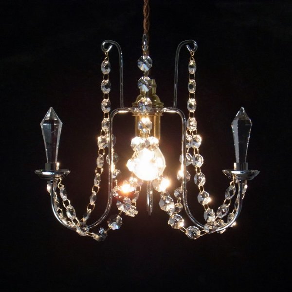 画像2: クリスタルビーズシャンデリア3シルバー色 (2)