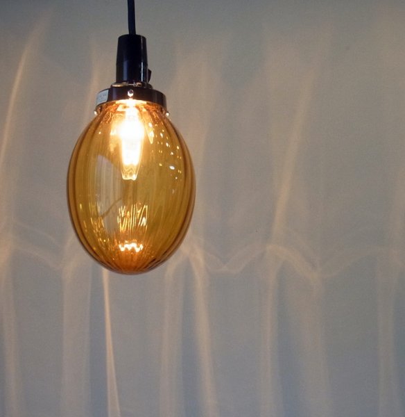 画像3: タマゴ型ペンダントライト　金茶アンバーモール (3)