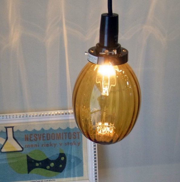 画像4: タマゴ型ペンダントライト　金茶アンバーモール (4)