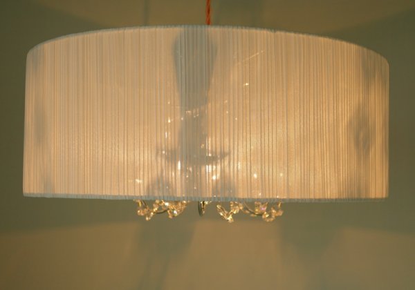 画像3: 布プリーツシェードつき　シャンデリアペンダントライトN (3)