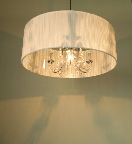 画像4: 布プリーツシェードつき　シャンデリアペンダントライトN (4)