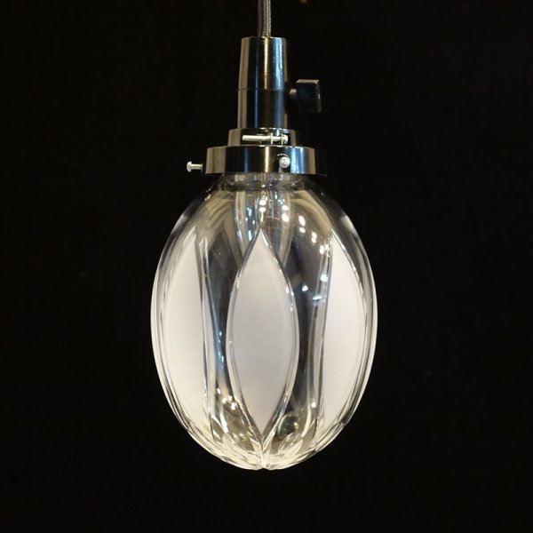 画像6: リーフ柄切子タマゴ型ペンダントライト (6)