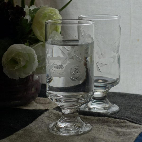 画像6: バラ柄 切子ゴブレット (6)