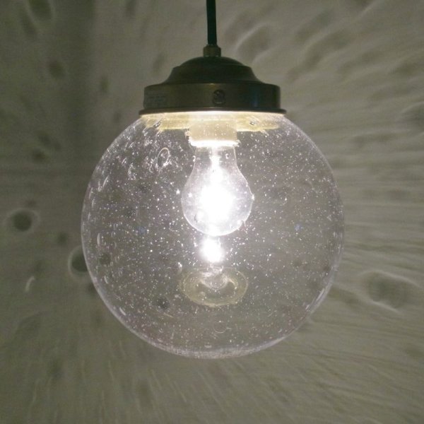 画像2: ガラスシェード　丸型200　ヒビ 泡 (2)