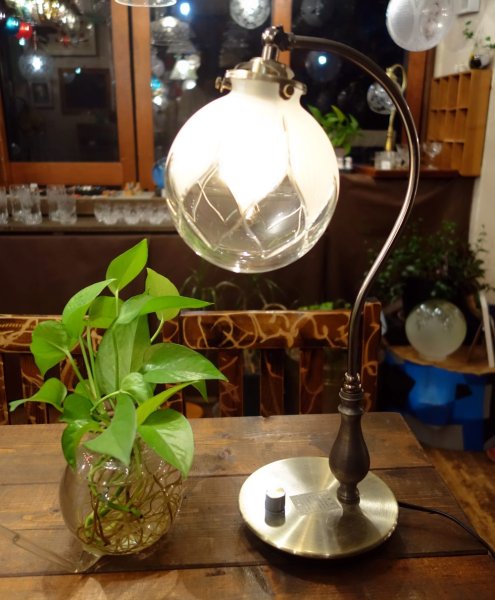 画像2: ハス切子 丸型138スタンドライト　クリア (2)