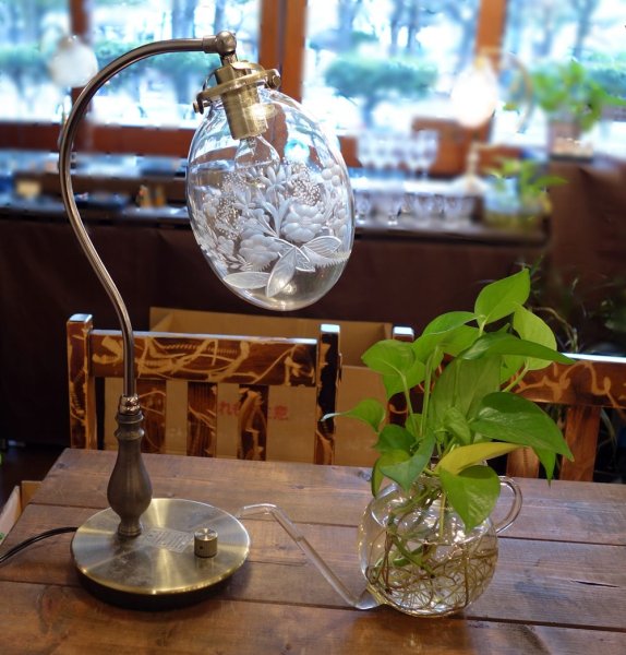 画像5: 盛花切子 タマゴ型スタンドライト　クリア (5)