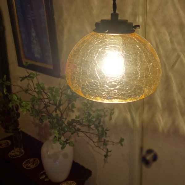 画像3: ボンボリ型　ペンダントライト　アンバーヒビ (3)