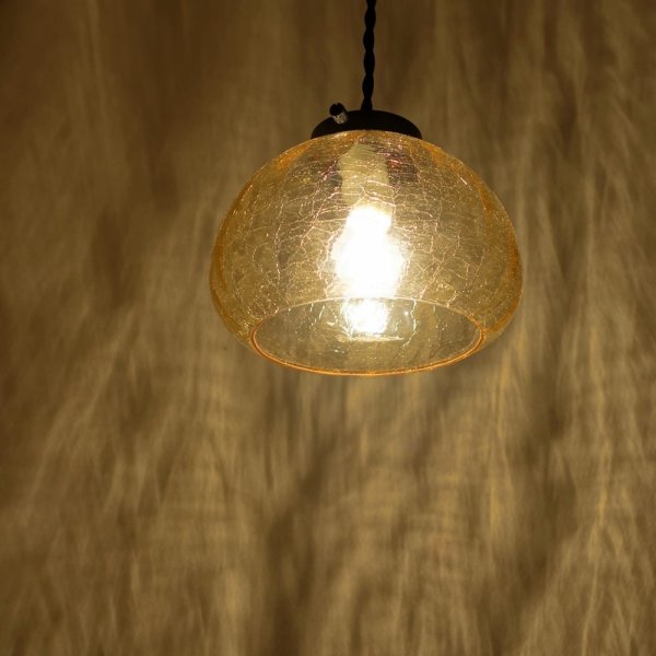 画像5: ボンボリ型　ペンダントライト　アンバーヒビ (5)