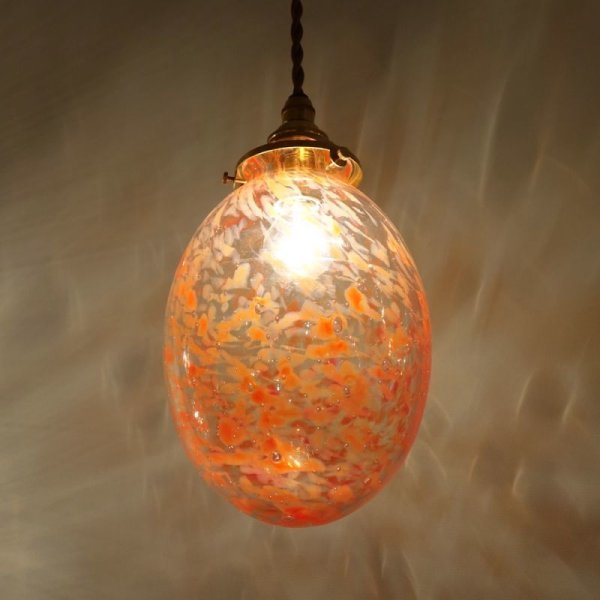 画像8: タマゴ型ペンダントライト　泡オレンジ　 (8)