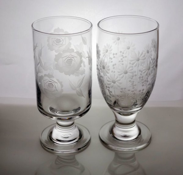 画像8: バラ柄 切子ゴブレット (8)