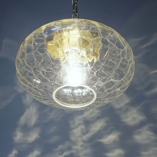 画像3: チェーン吊丸型ミカン型ペンダントライト 金色器具 ヒビクリア (3)