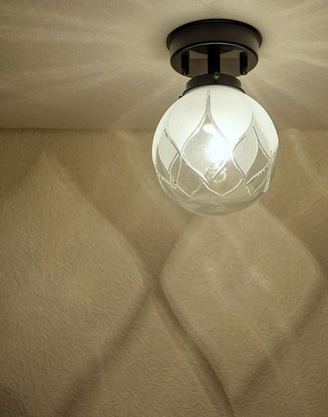 画像4: 直付け型ライト 丸型138　ハス切子 (4)