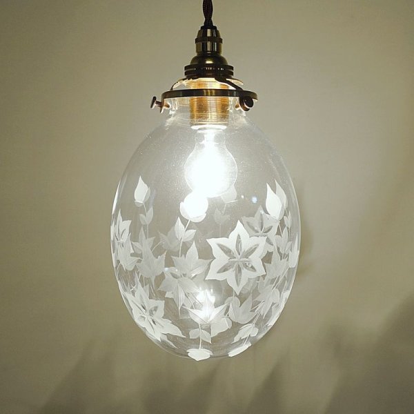 画像2: キキョウ切子タマゴ型ペンダントライト  (2)