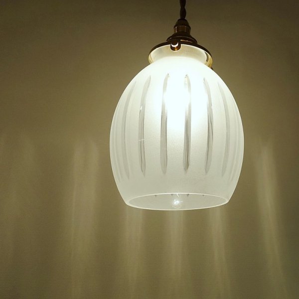 画像3: 棒切子ナツメ型ペンダントライト　クリアフロスト (3)