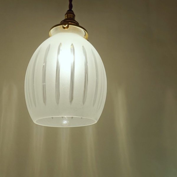 画像4: 棒切子ナツメ型ペンダントライト　クリアフロスト (4)