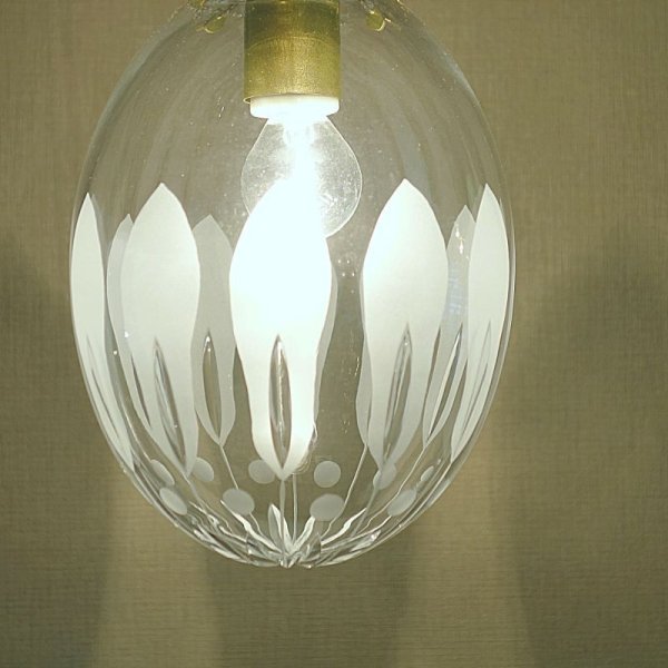 画像4: カラー柄切子タマゴ型ペンダントライトC (4)