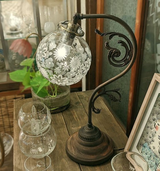 画像2: 限定品 全花切子 丸型138スタンドライトG クリア (2)