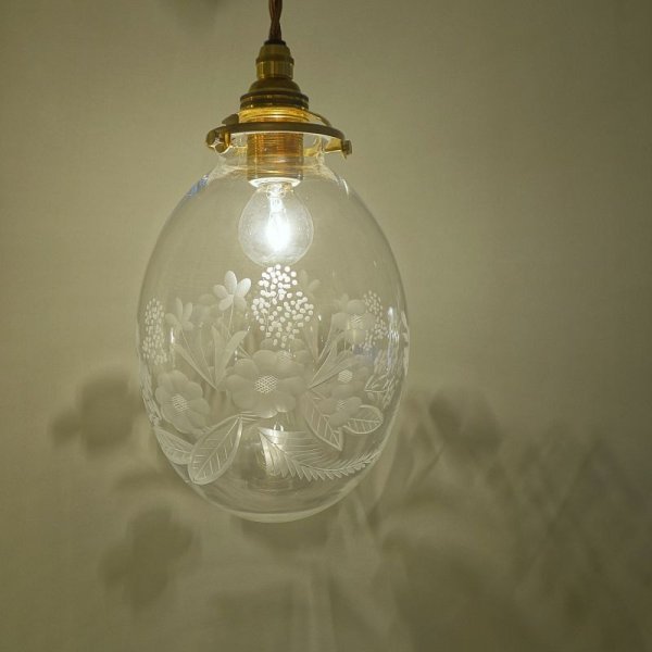 画像5: 盛花切子タマゴ型ペンダントライト (5)