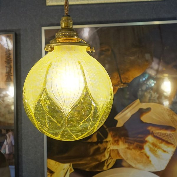画像3: 限定品　ハス切子125mmペンダントライト 泡イエロー (3)