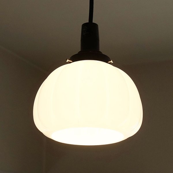 画像3: かぼちゃ型ペンダントライト　乳白 (3)