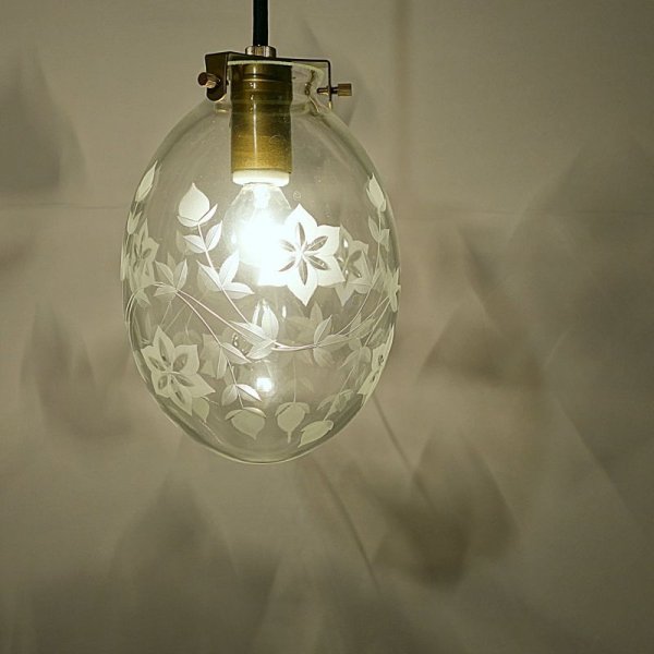 画像12: キキョウ切子タマゴ型ペンダントライト  (12)