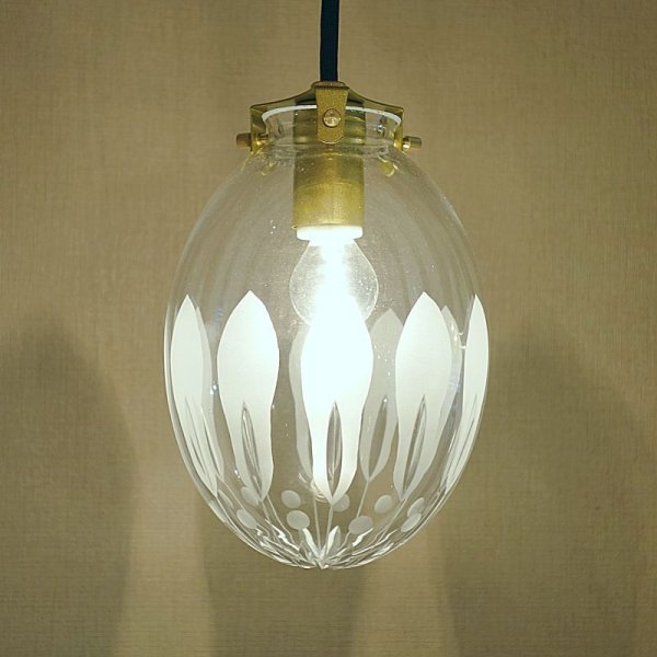 画像6: カラー柄切子タマゴ型ペンダントライトC (6)