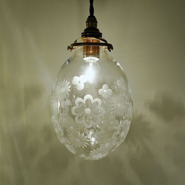 画像3: 限定品　全花切子タマゴ型ペンダントライト　 (3)