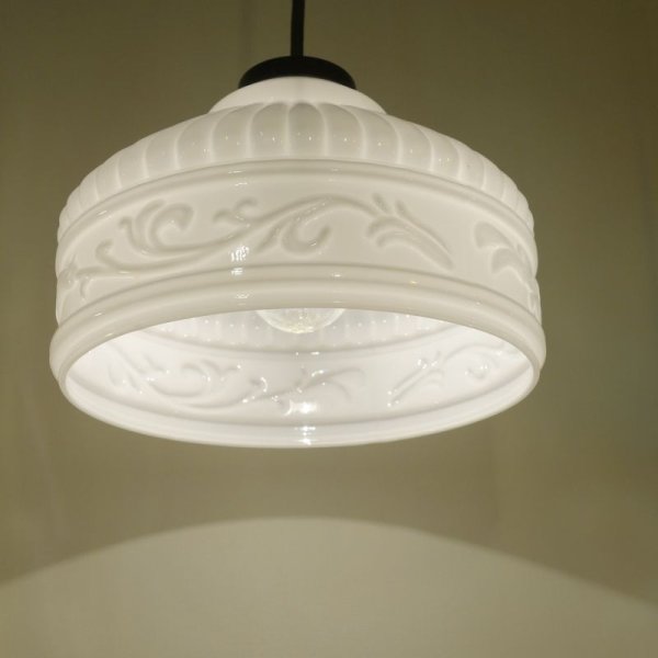画像2: レトロペンダントライト1002　乳白 (2)