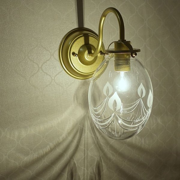 画像2: キャンドル切子A　タマゴ型　ブラケットライト　 (2)