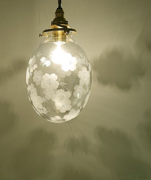 画像5: 限定品　桜切子 タマゴ型ペンダントライト　クリア (5)