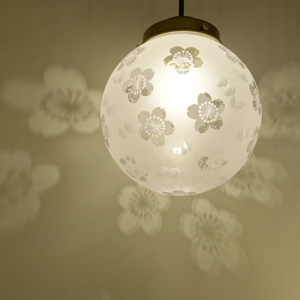 画像3: 限定品　桜切子ペンダントライト200　クリアフロスト (3)