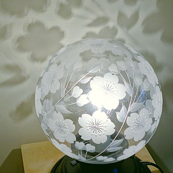 画像4: 限定品 桜切子 丸型138 テーブルランプ クリア (4)
