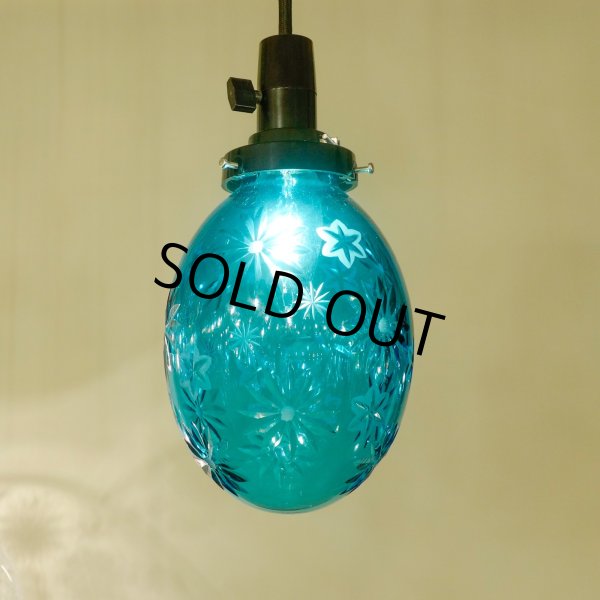 画像3: 限定品 菊花切子タマゴ型ペンダントライト グリーン (3)