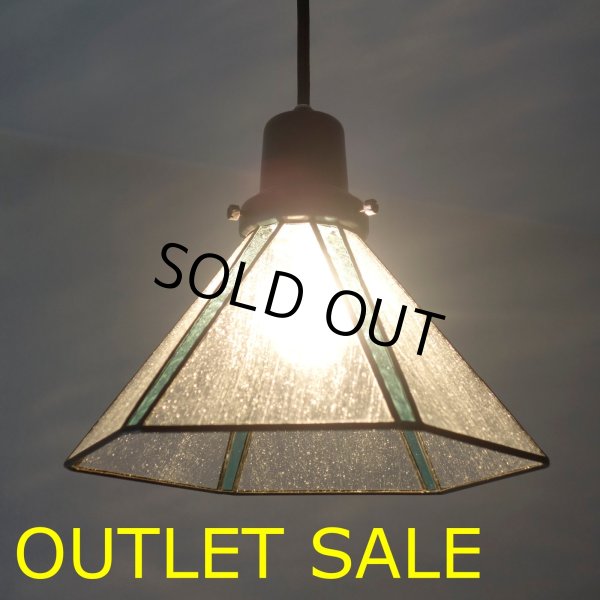 画像1: 【OUTLET】ステンドグラス　ペンダントライト　円錐型クリア＆ブルー (1)