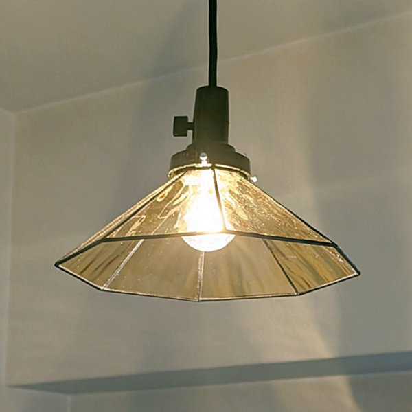 画像4: ステンドグラス ペンダントライト P5型8　アンバー (4)