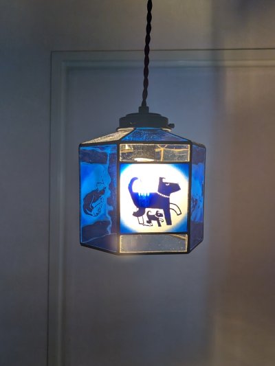 画像2: 【OUTLET】オリジナルステンドグラス　ペンダントライト　犬ブルー
