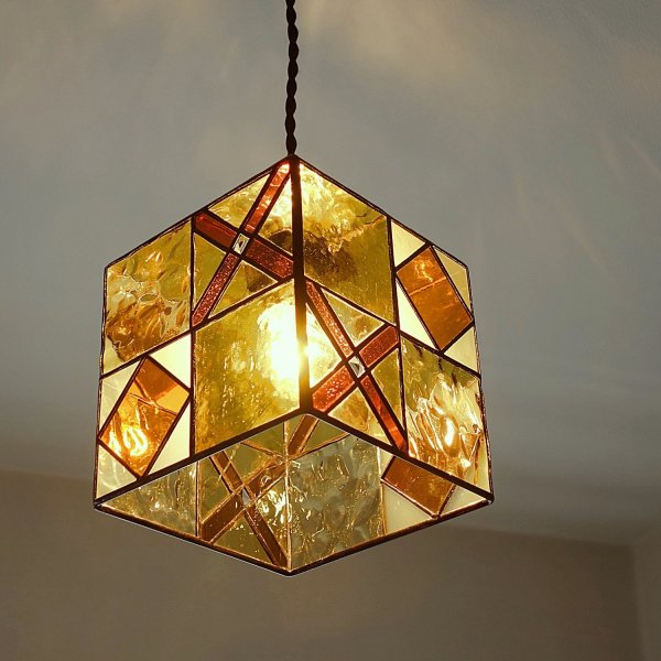 画像3: ステンドグラス ペンダントライト Cube Ethnic (3)