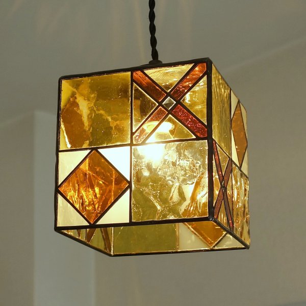 画像2: ステンドグラス ペンダントライト Cube Ethnic (2)