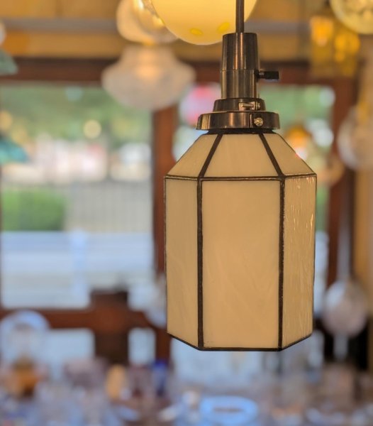 画像6: ステンドグラス　ペンダントライト六角A　乳白 (6)