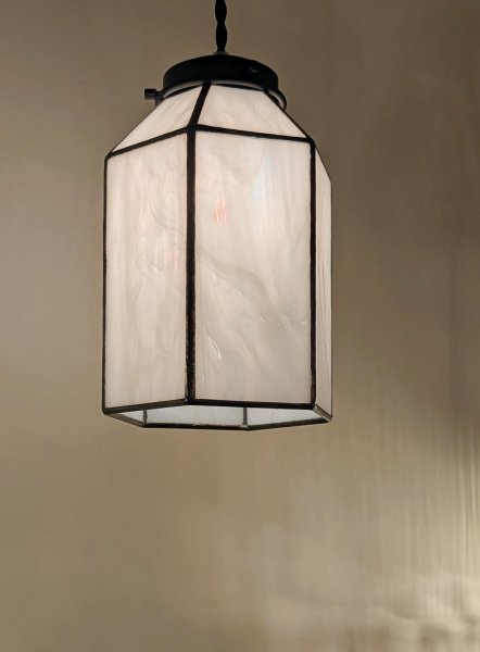 画像5: ステンドグラス　ペンダントライト六角A　乳白 (5)