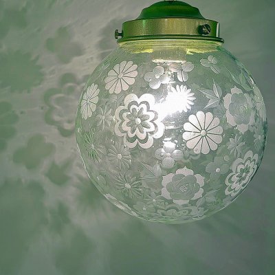 画像2: 限定品　花いっぱい切子ペンダントライト　グリーン泡200mm