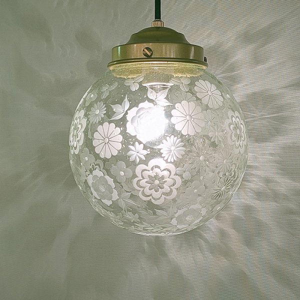 画像5: 限定品　花いっぱい切子ペンダントライト　グリーン泡200mm (5)