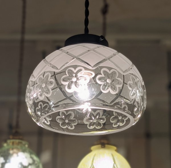 画像1: 限定品 矢来花切子ボンボリ型ペンダントライト　 (1)
