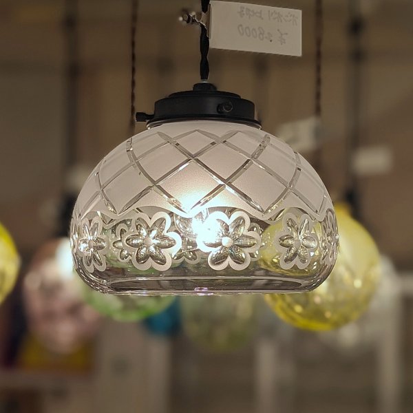 画像2: 限定品 矢来花切子ボンボリ型ペンダントライト　 (2)