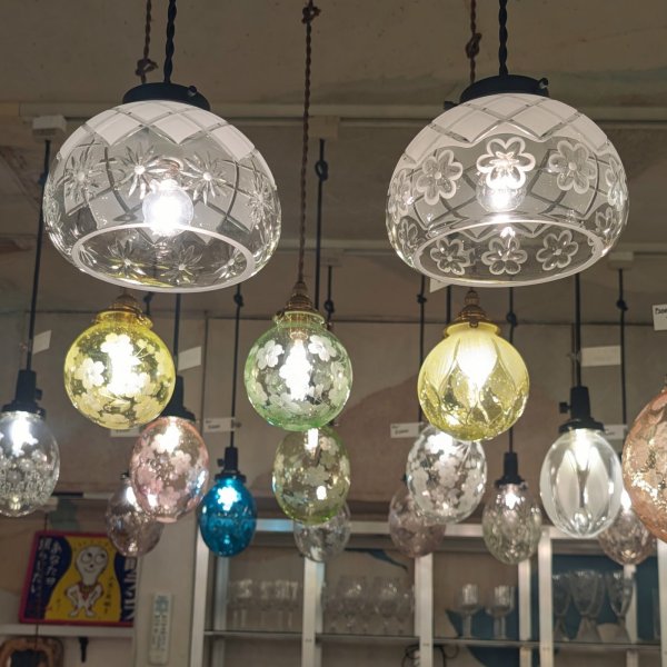 画像3: 限定品 矢来花切子ボンボリ型ペンダントライト　 (3)